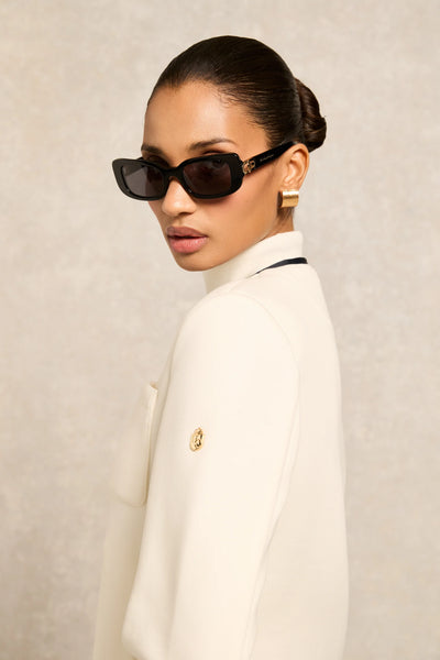 Holland Cooper Paris Narrow Sunglasses in Black