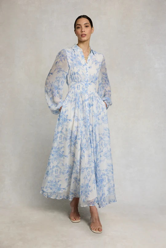 Holland Cooper Paros Shirt Dress in English Blue Garden