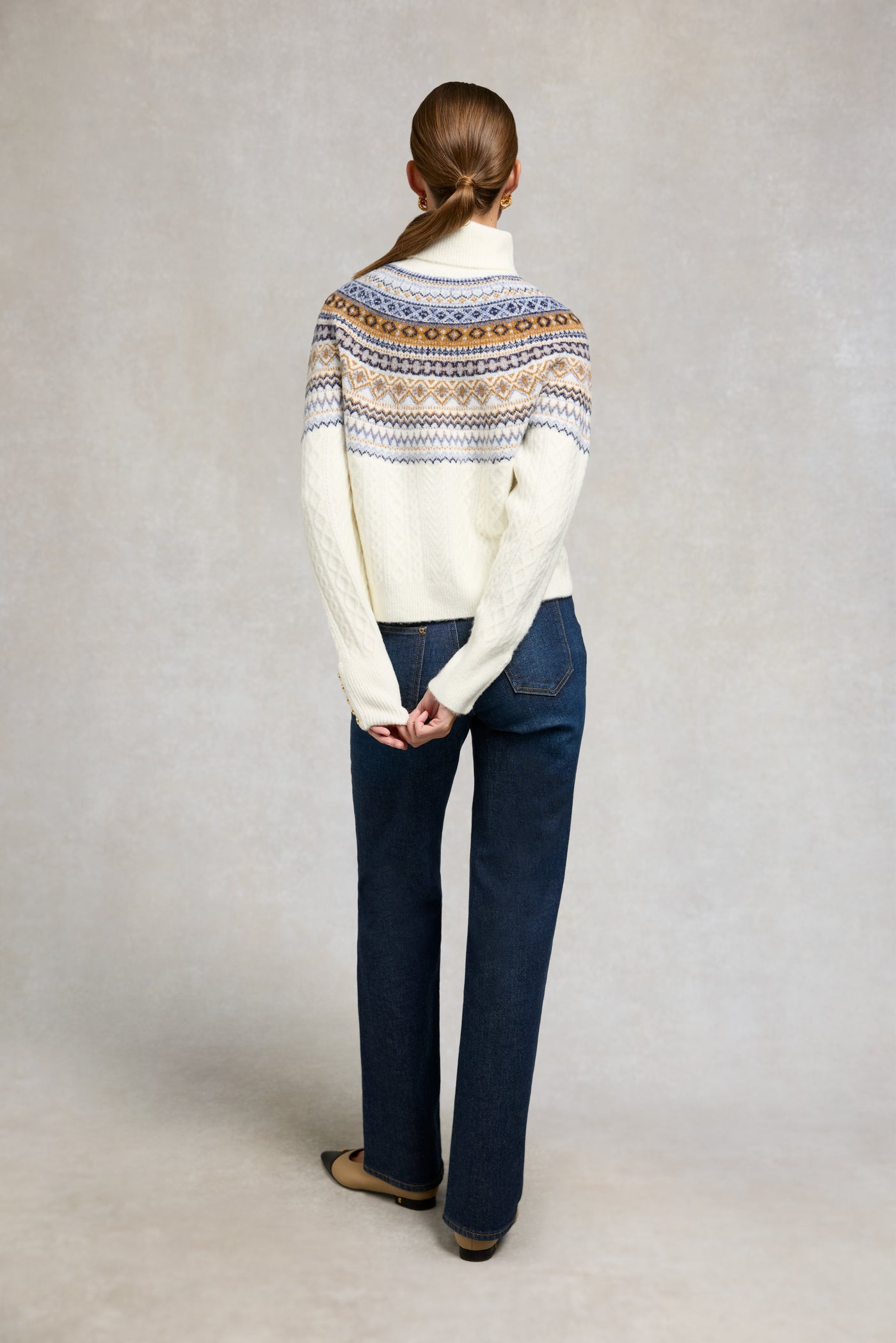 Holland Cooper Rebecca Roll Neck Knit in Natural Model Back