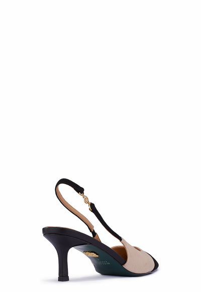 Holland Cooper Regency Kitten Heel Shoe in Nude Black Heel