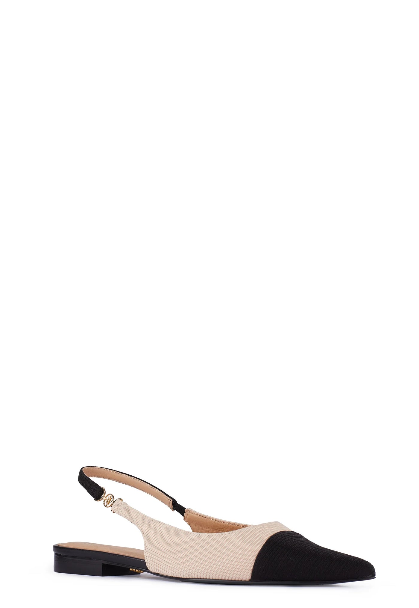 Holland Cooper Regency Slingback Shoe in Nude Black Angle