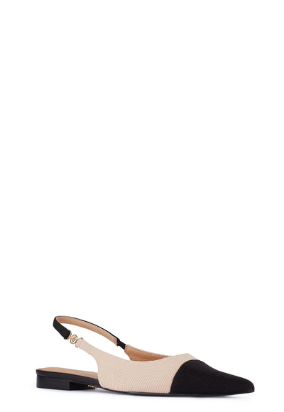 Holland Cooper Regency Slingback Shoe in Nude Black Angle