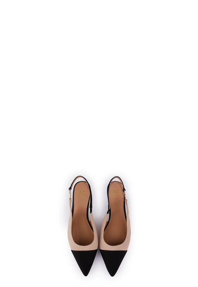 Holland Cooper Regency Slingback Shoe in Nude Black Birdseye