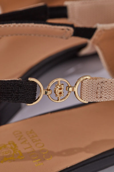 Holland Cooper Regency Slingback Shoe in Nude Black Detail