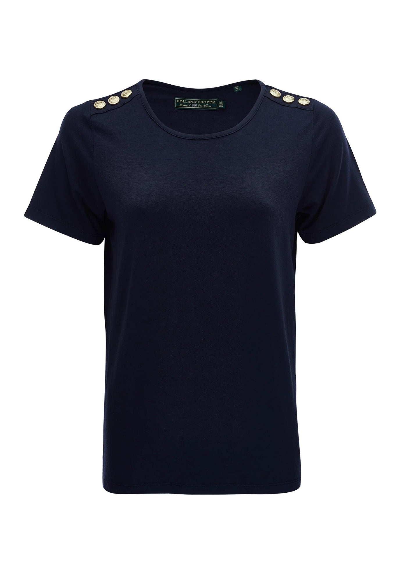 Holland Cooper Relax Fit Crew Neck Tee in Navy Front