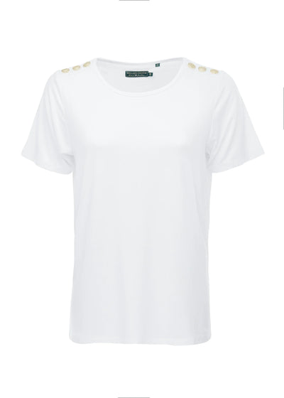 Holland Cooper Relax Fit Crew Neck Tee in White Front