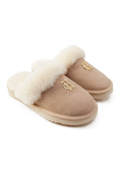 Holland Cooper Shearling Slipper in Oyster Pair