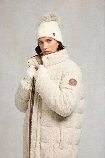 Holland Cooper Sloane Cable Ladies Bobble Hat in Cream