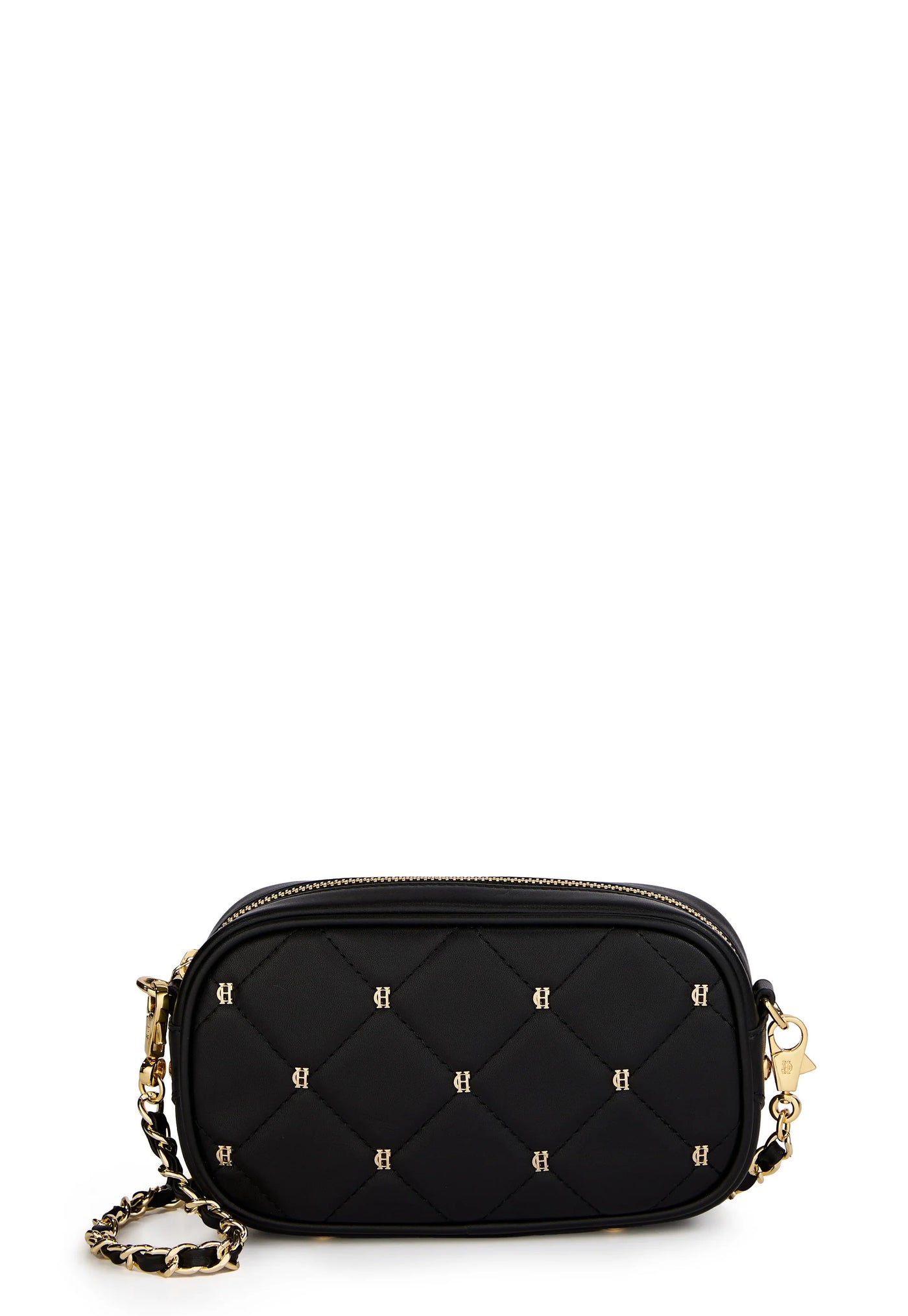Holland Cooper Soho Mini Quilted Camera Bag in Black Front