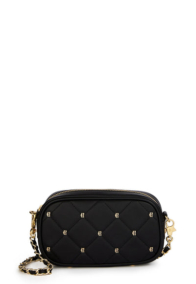 Holland Cooper Soho Mini Quilted Camera Bag in Black Front