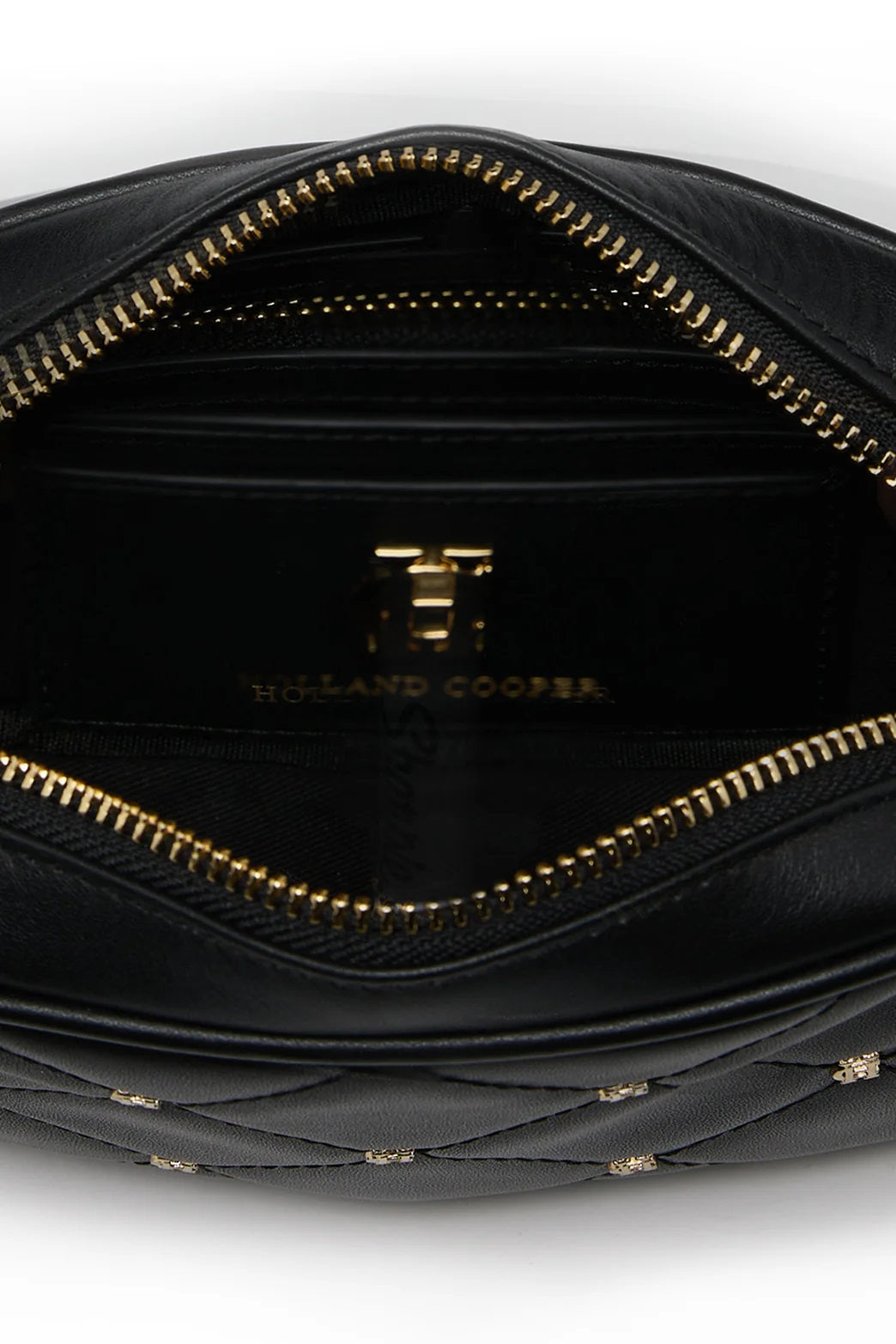 Holland Cooper Soho Mini Quilted Camera Bag in Black Inside