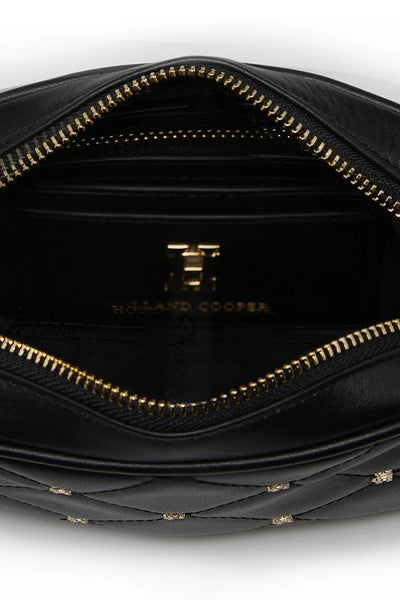Holland Cooper Soho Mini Quilted Camera Bag in Black Inside