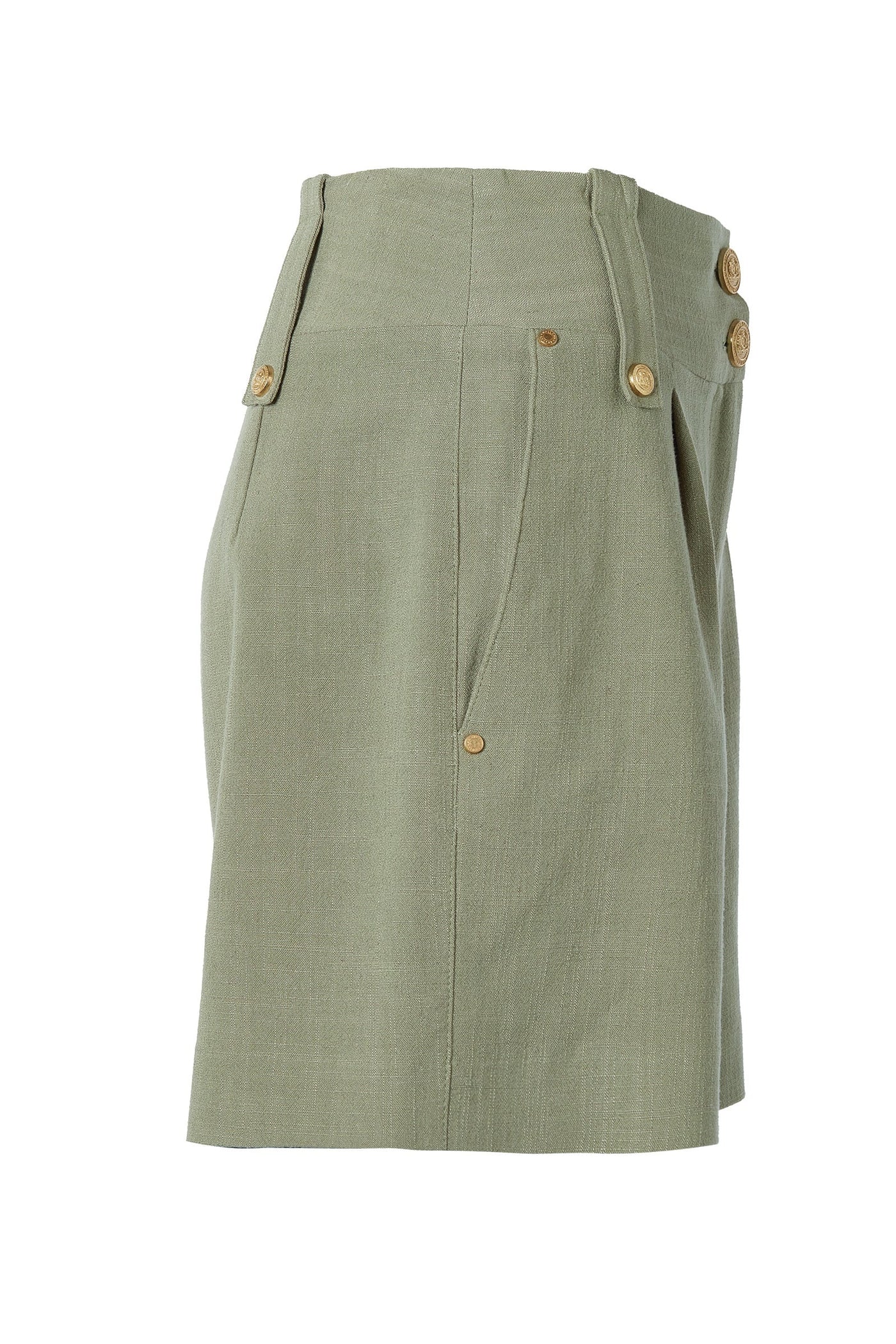 Holland Cooper Tailored Linen Short in Sage Side