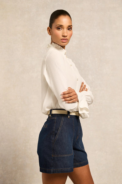 Holland Cooper Utility Denim Short in Deep Indigo Angle
