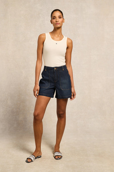 Holland Cooper Utility Denim Short in Deep Indigo