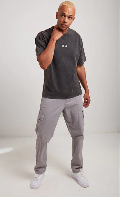 House Of Man Lilac HoM Studio T Shirt in Washed Grey
