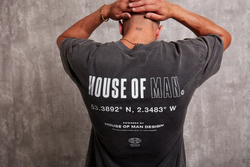 House Of Man The Coordinate T Shirt in Washed Grey Back