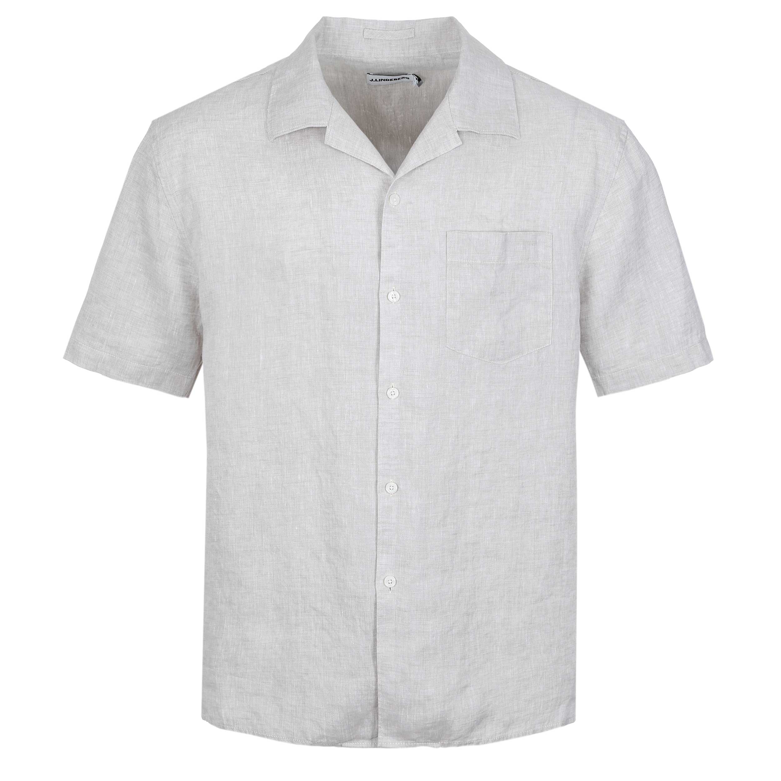 J.Lindeberg Elio Linen Shirt in Moonbeam