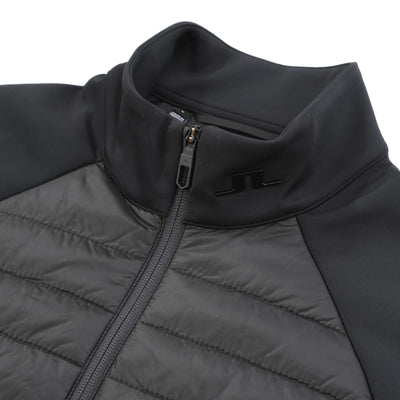 J.Lindeberg Hayden Quilt Hybrid Jacket in Black Neck