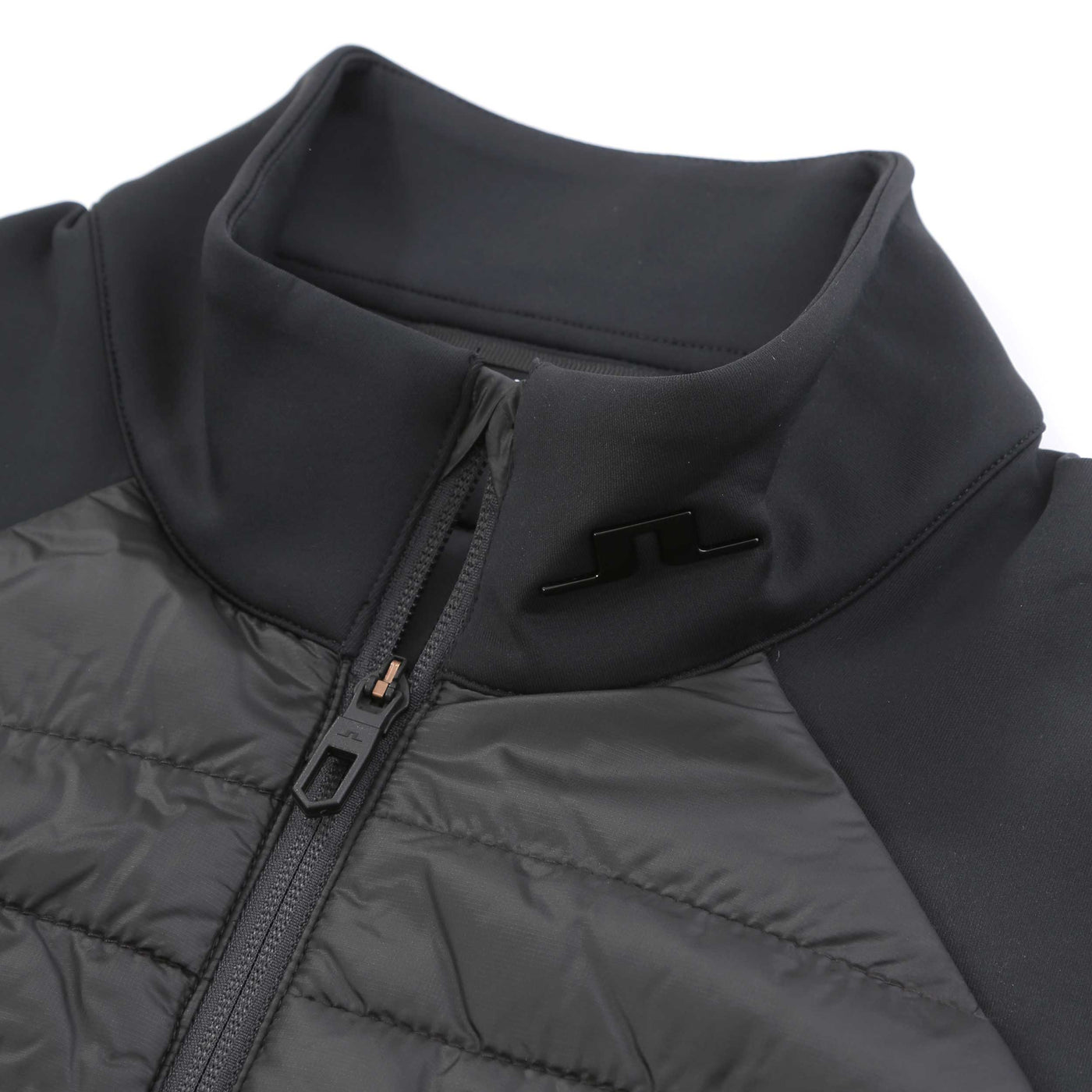 J.Lindeberg Hayden Quilt Hybrid Vest Gilet in Black Collar