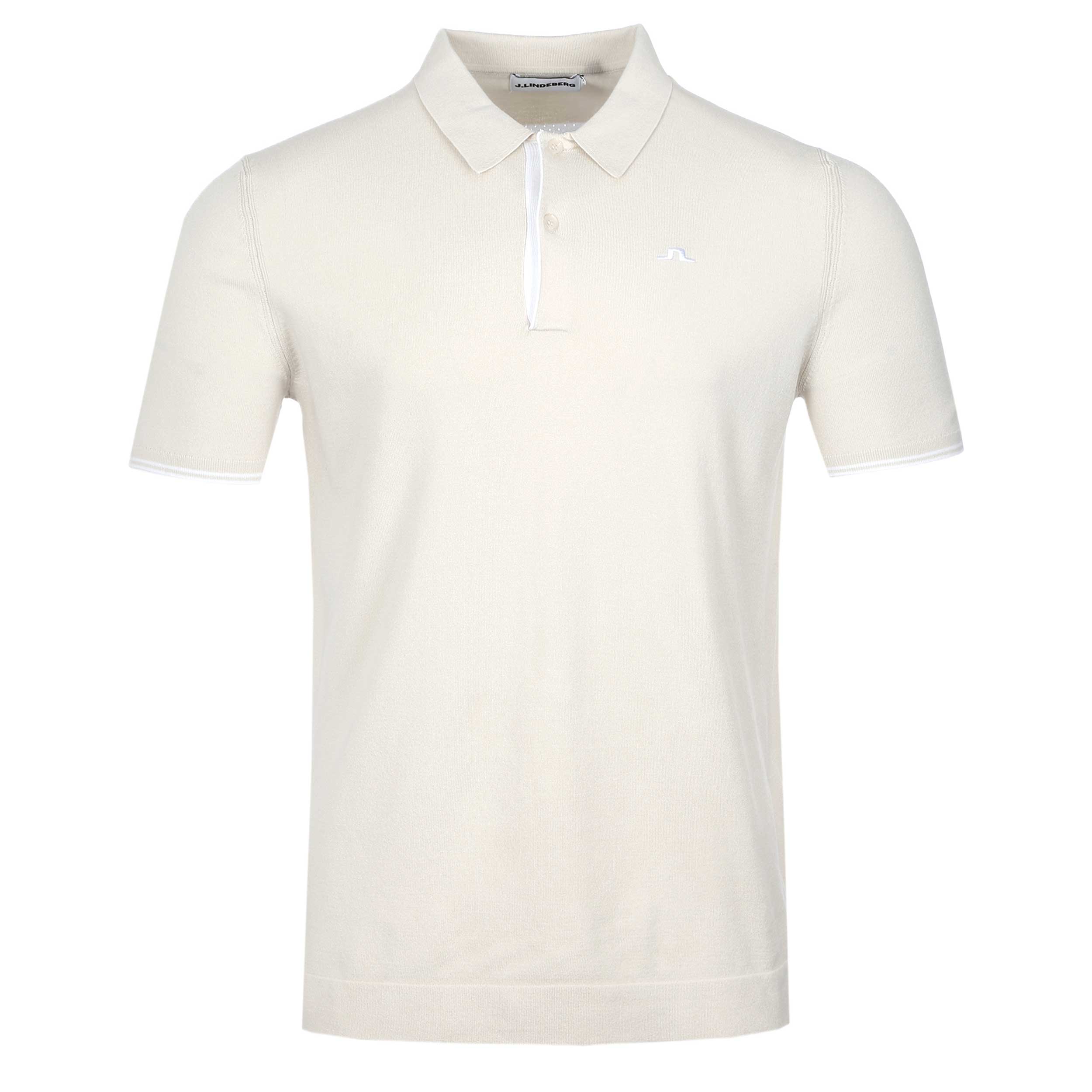 J.Lindeberg Matheo Knit Golf Polo in Moonbeam