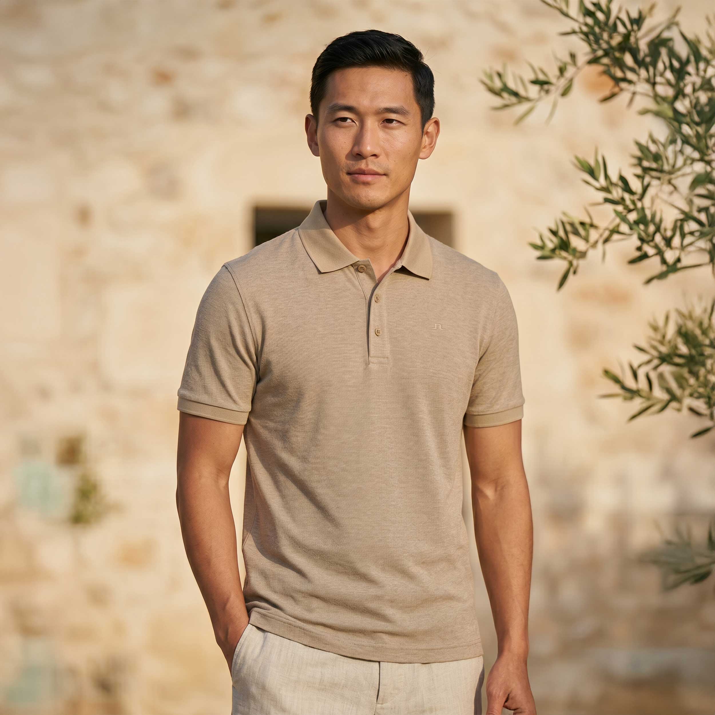 J.Lindeberg Verse Polo Shirt in Kelp Melange