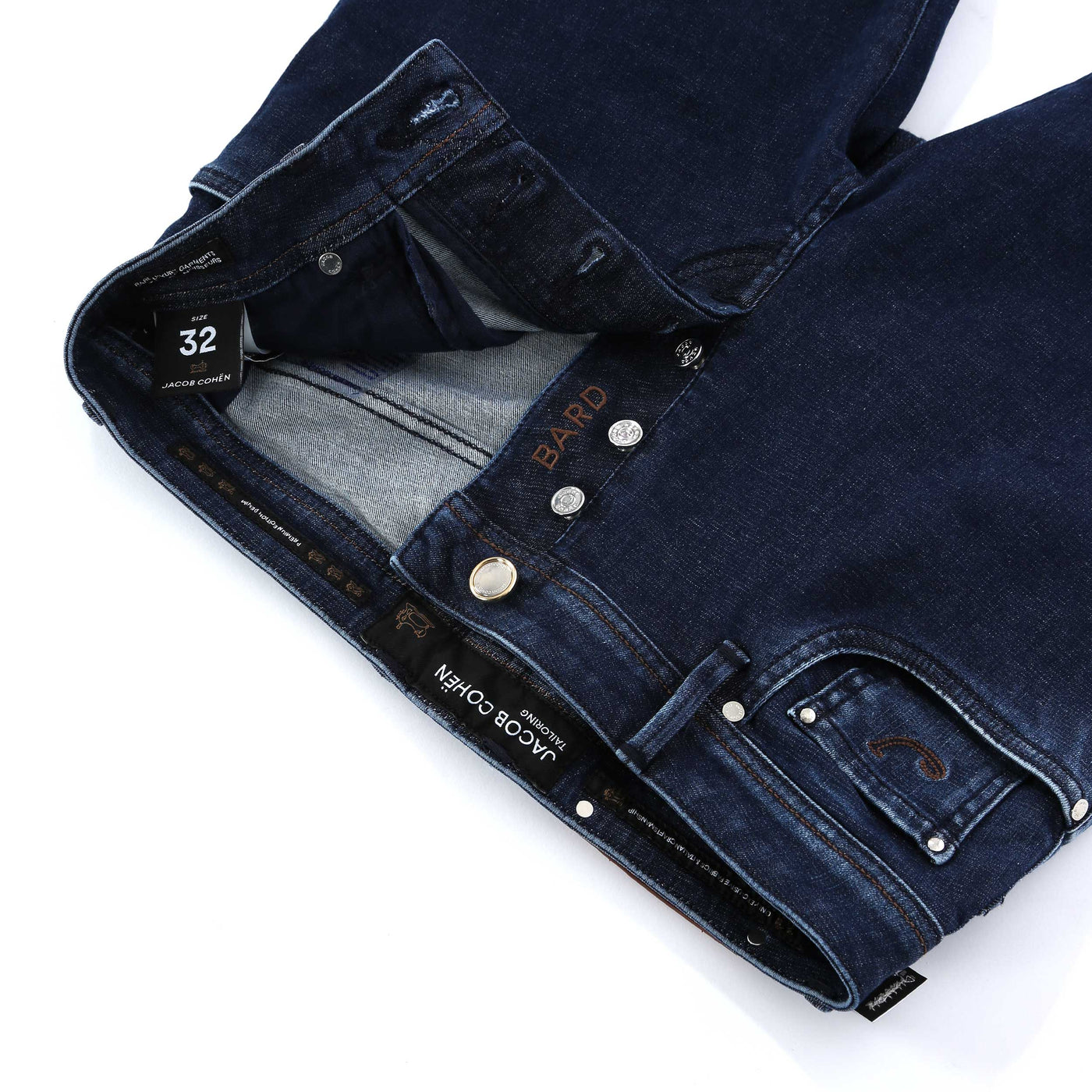 Jacob Cohen Bard Jean in Dark Blue Denim with Lizard Badge Fly