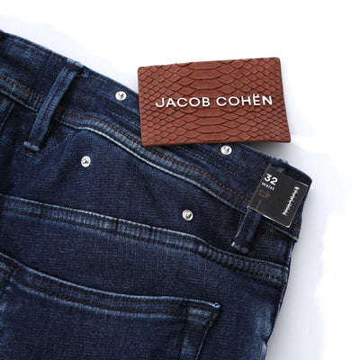 Jacob Cohen Bard Jean in Dark Blue Denim with Lizard Badge Logo Badge Removed