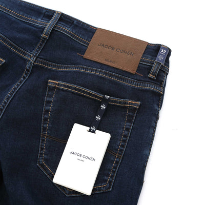 Jacob Cohen Bard Khaki Badge Jean in Mid Blue Denim Logo Badge