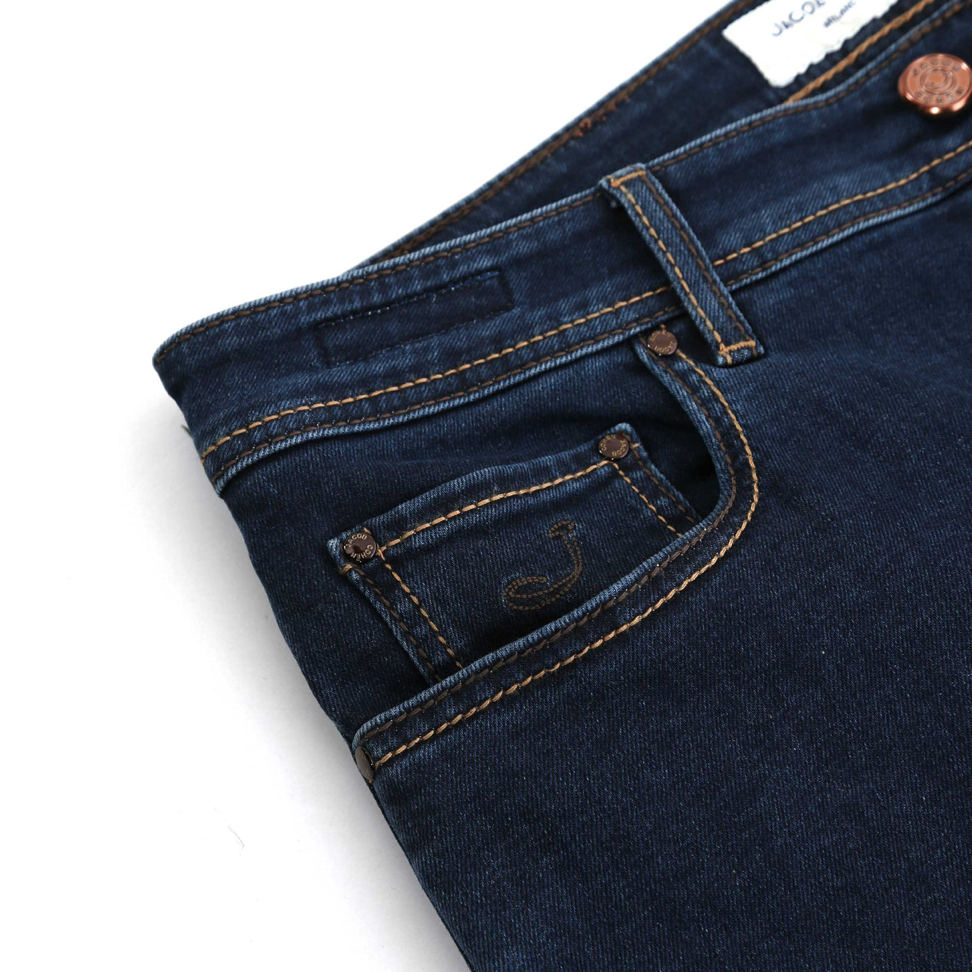 Jacob Cohen Bard Khaki Badge Jean in Mid Blue Denim Pocket