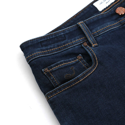 Jacob Cohen Bard Khaki Badge Jean in Mid Blue Denim Pocket