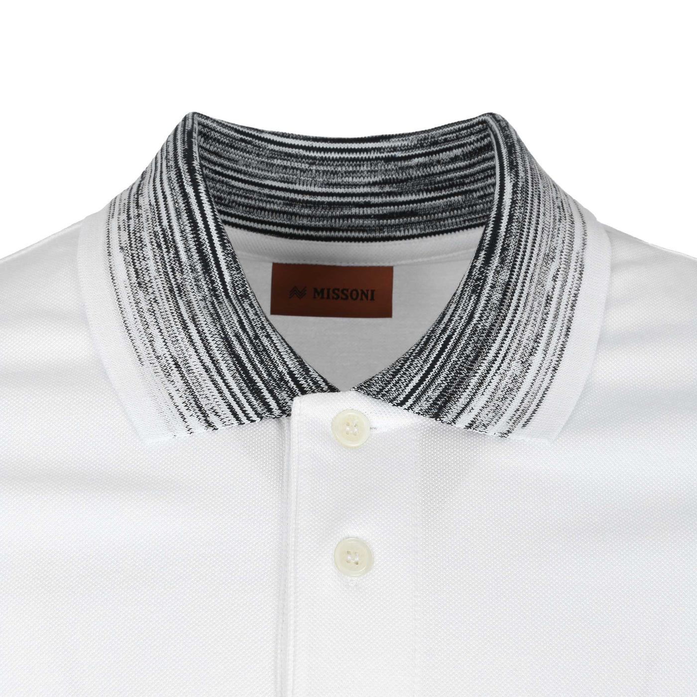 Missoni Stripe Collar Polo Shirt in White Collar Detail