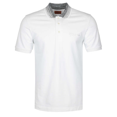Missoni Stripe Collar Polo Shirt in White 