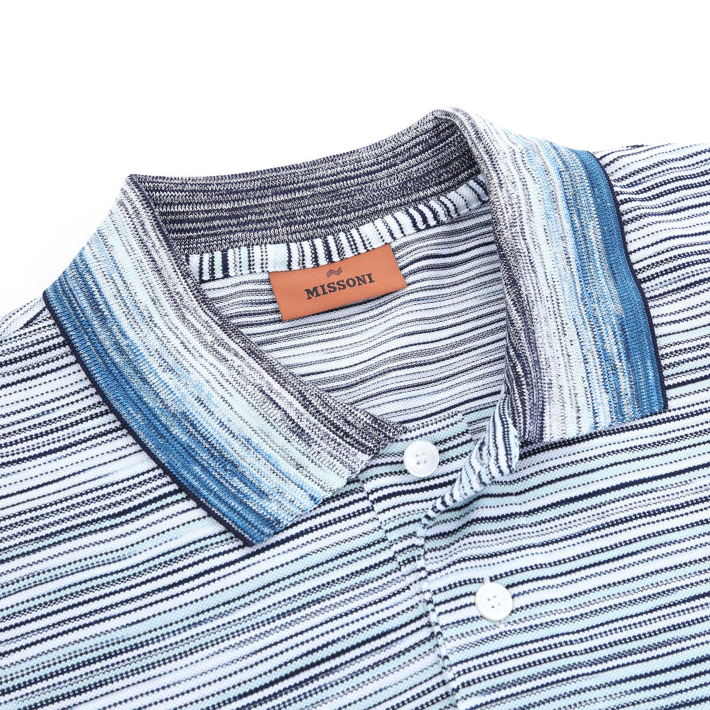 Missoni Stripe Polo Shirt in Blue Collar