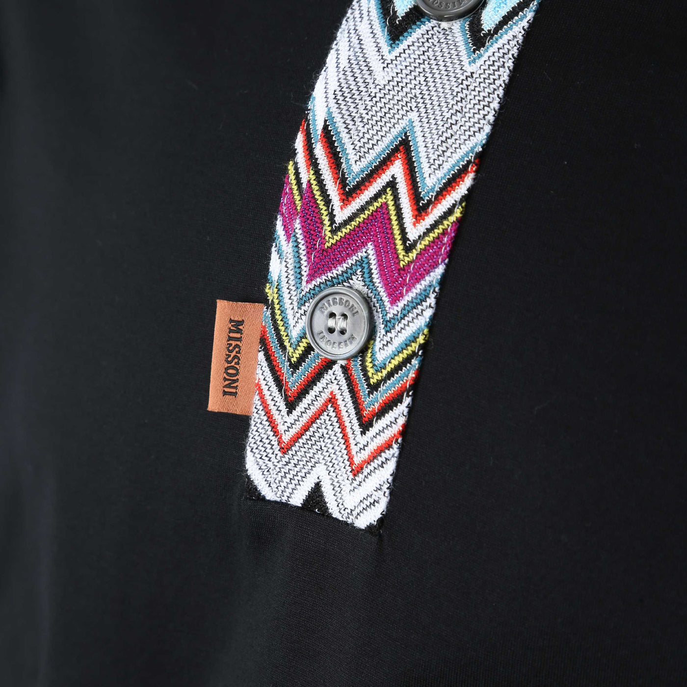 Missoni Zig Zag Collar Polo Shirt in Black Logo Tab
