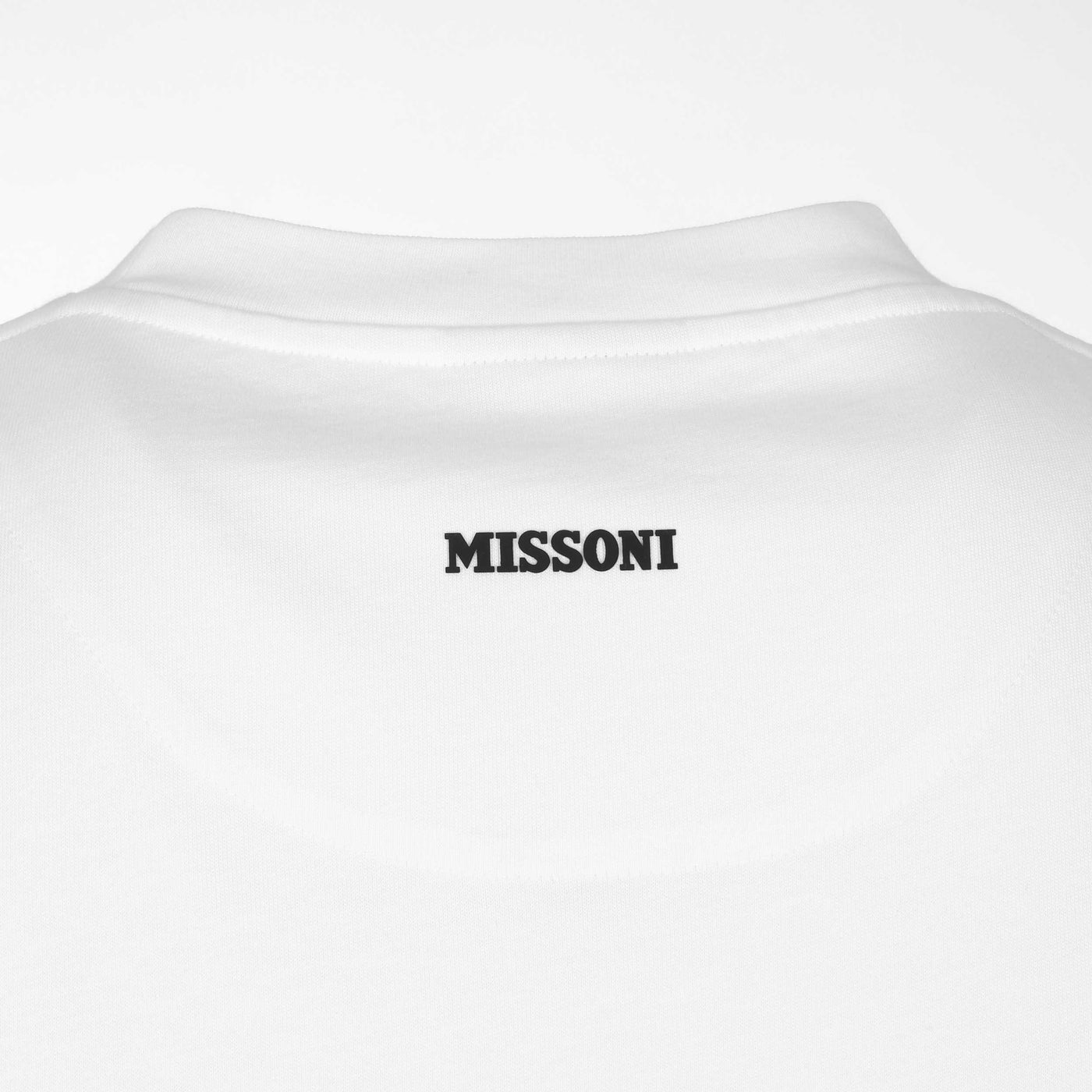Missoni Zig Zag Cuff Detail T-Shirt in White Neck Logo