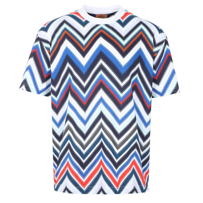 Missoni Zig Zag T-Shirt in Multi Red & Blue