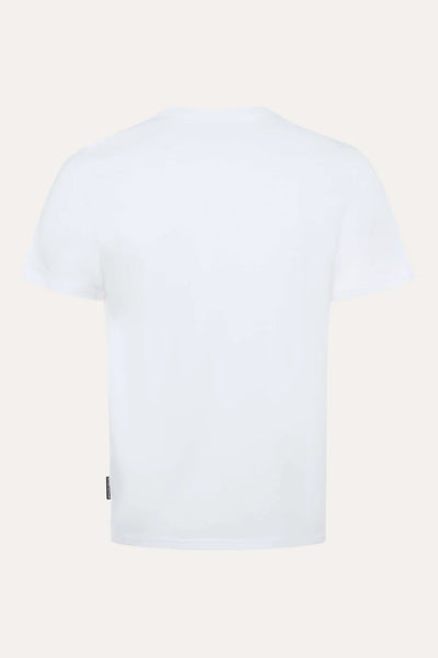 Moose Knuckles Augustine T-Shirt in White & Sky Blue Back