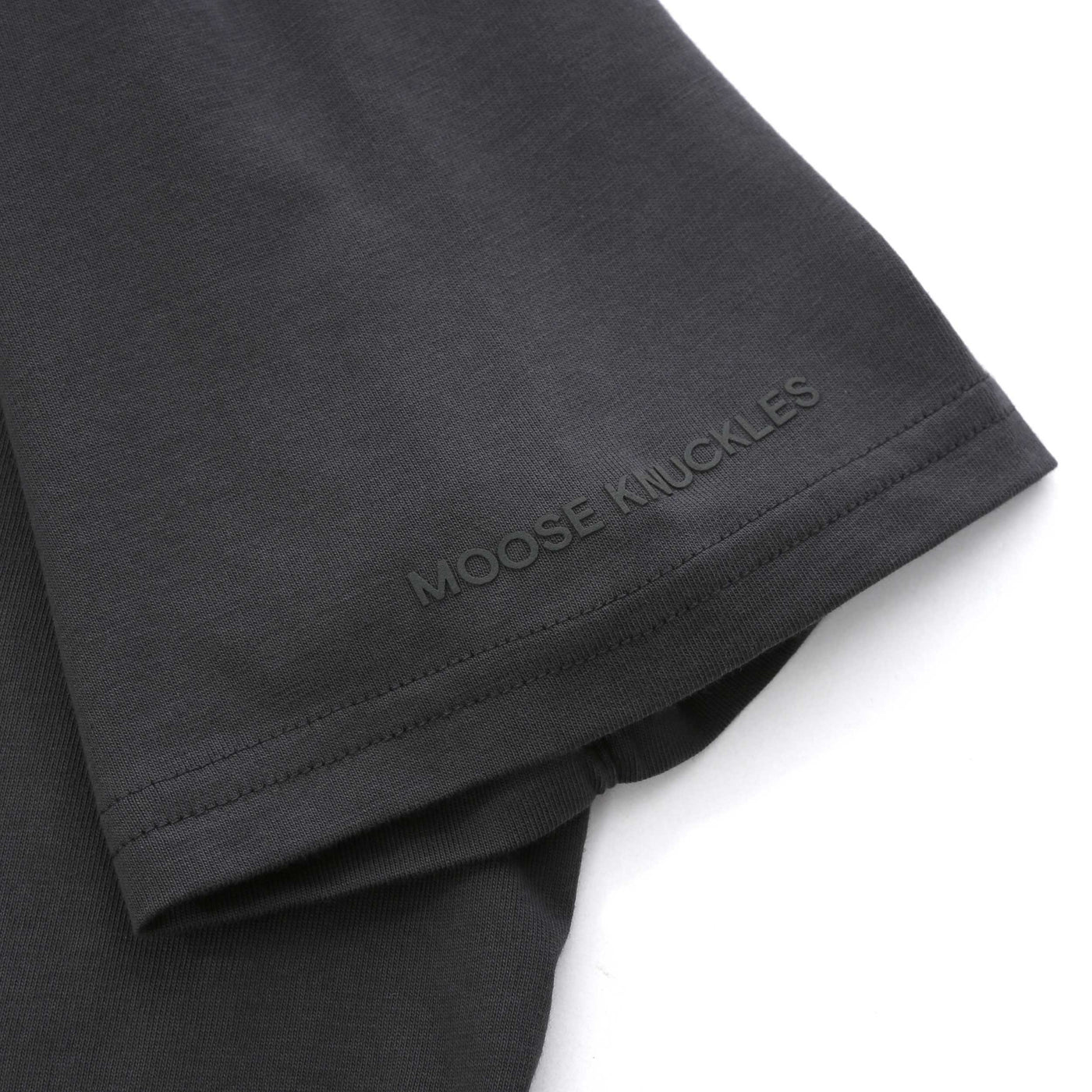 Moose Knuckles Chamblee Leaf T-Shirt in Cement Sleeve Logo