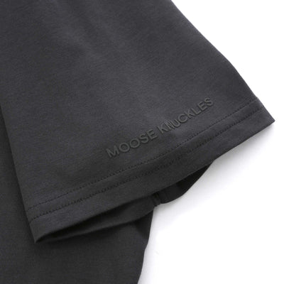Moose Knuckles Chamblee Leaf T-Shirt in Cement Sleeve Logo
