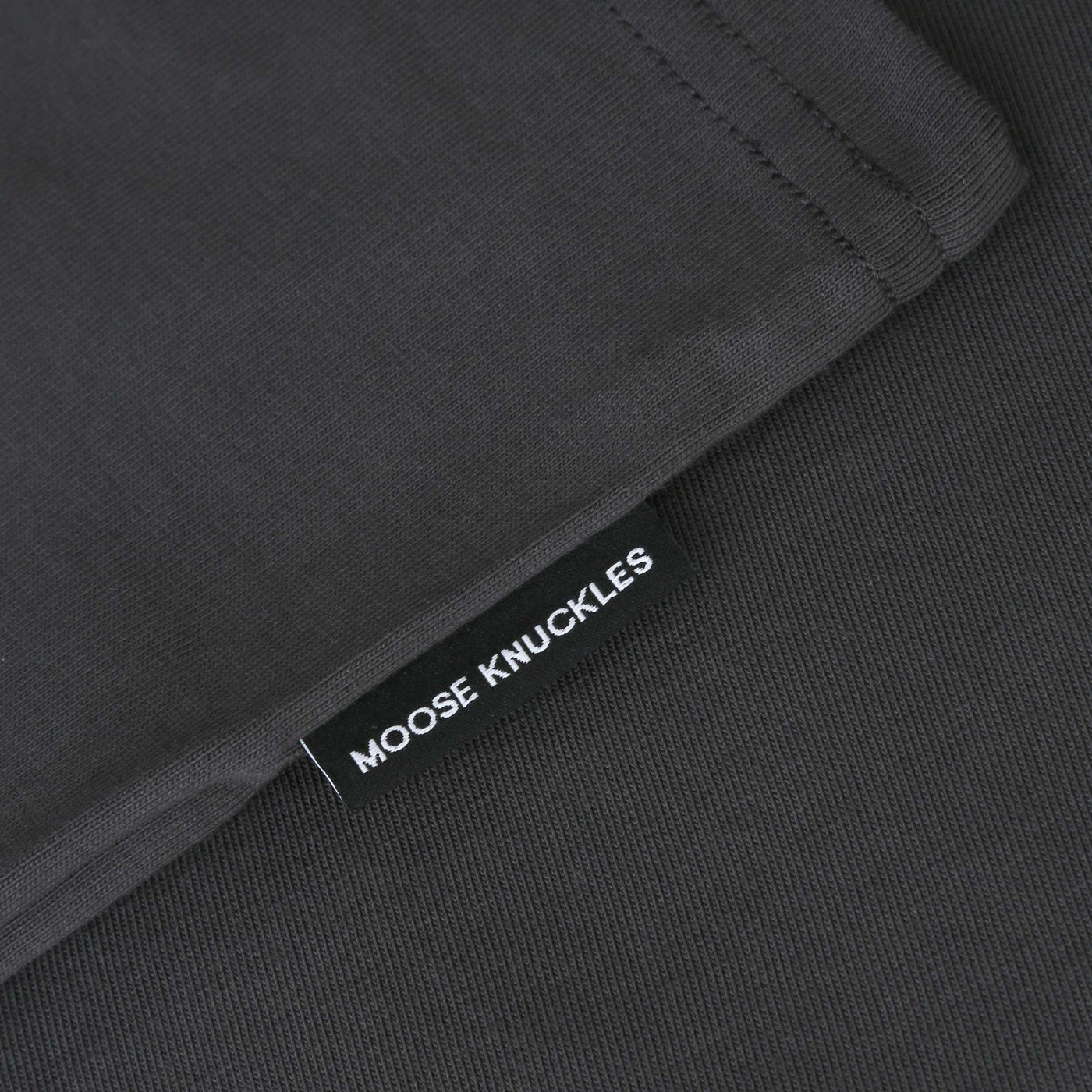 Moose Knuckles Crescent T Shirt in Cement Logo Tab