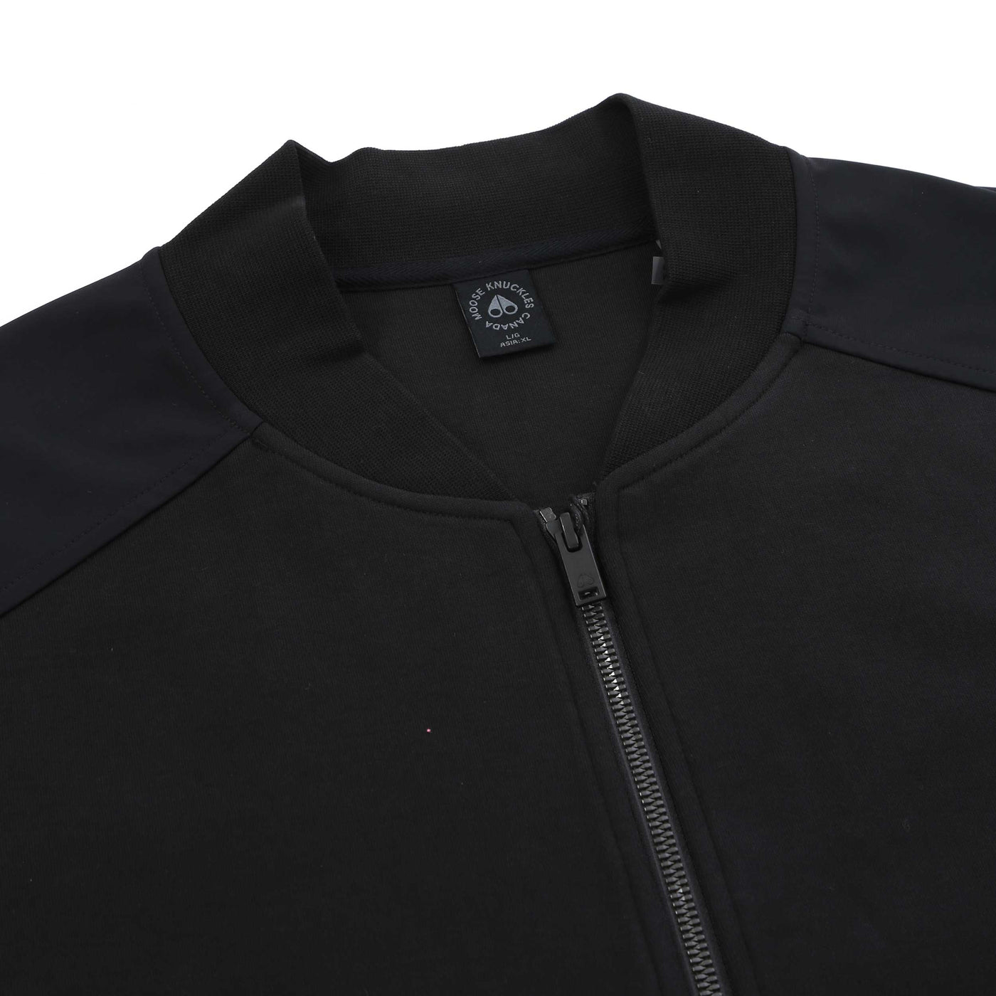 Moose Knuckles Dalon Bomber Jacket in Black Collar
