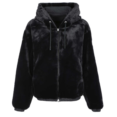 Moose Knuckles Eaton Bunny 2 Ladies Jacket in Black Faux Fur Front