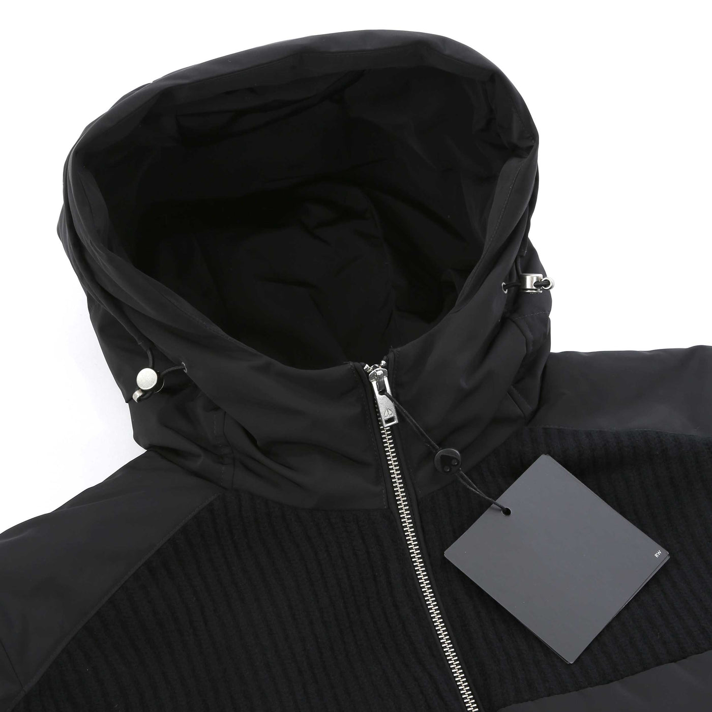 Moose Knuckles Glenvale Knit Hybrid Jacket in Black Hood