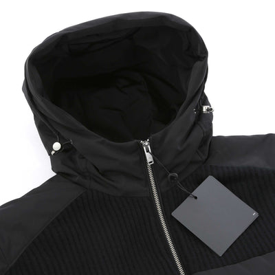 Moose Knuckles Glenvale Knit Hybrid Jacket in Black Hood