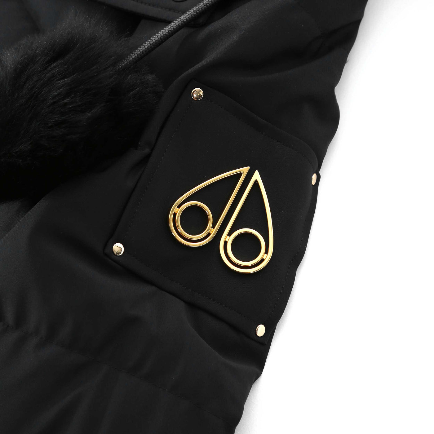 Moose Knuckles Gold Cambria Ladies Jacket in Black & Gold Logo