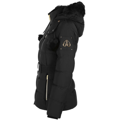 Moose Knuckles Gold Cambria Ladies Jacket in Black & Gold Side