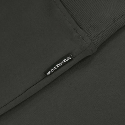 Moose Knuckles Hartsfield 1/4 Zip Sweatshirt in Cement Logo Tab