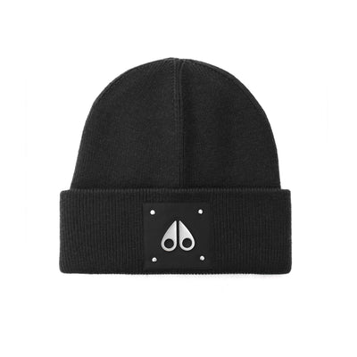 Moose Knuckles Large Logo Beanie Hat in Black