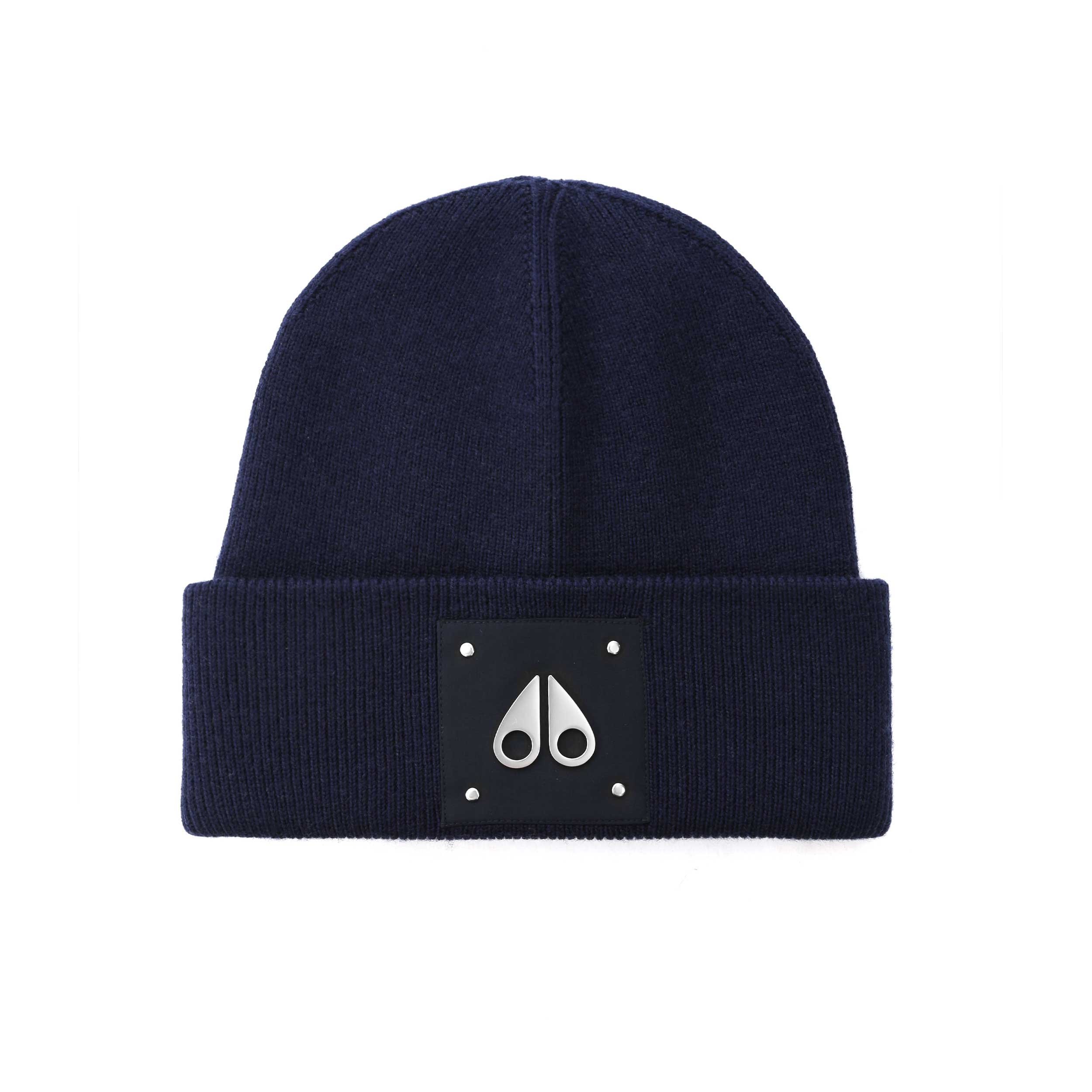 Moose Knuckles Large Logo Beanie Hat in Navy